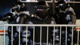 Moscow, Russia - Riot police officers stand guard after Russian opposition leader Alexei Navalny was sentenced to three and a half years in jail